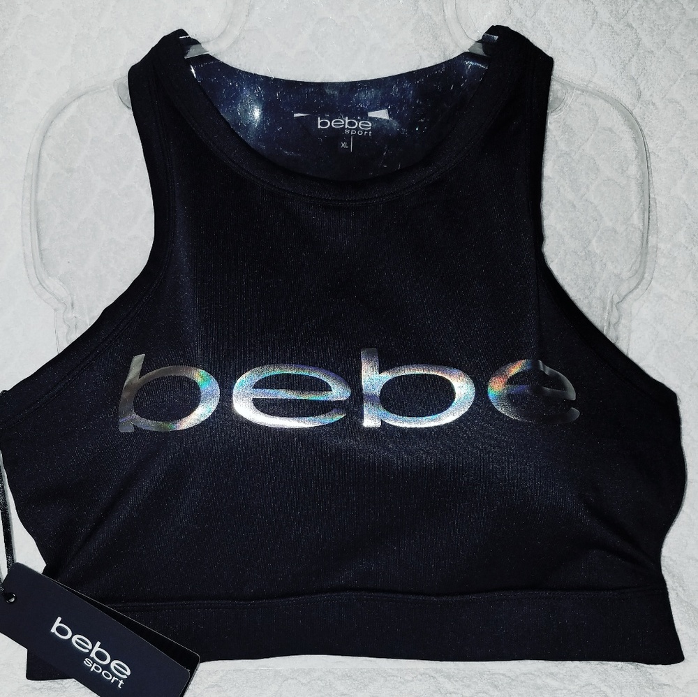 ''SOLD''⚘Bebe⚘🖤Metallic Logo 2pk Sports Bra - Picture 7 of 8